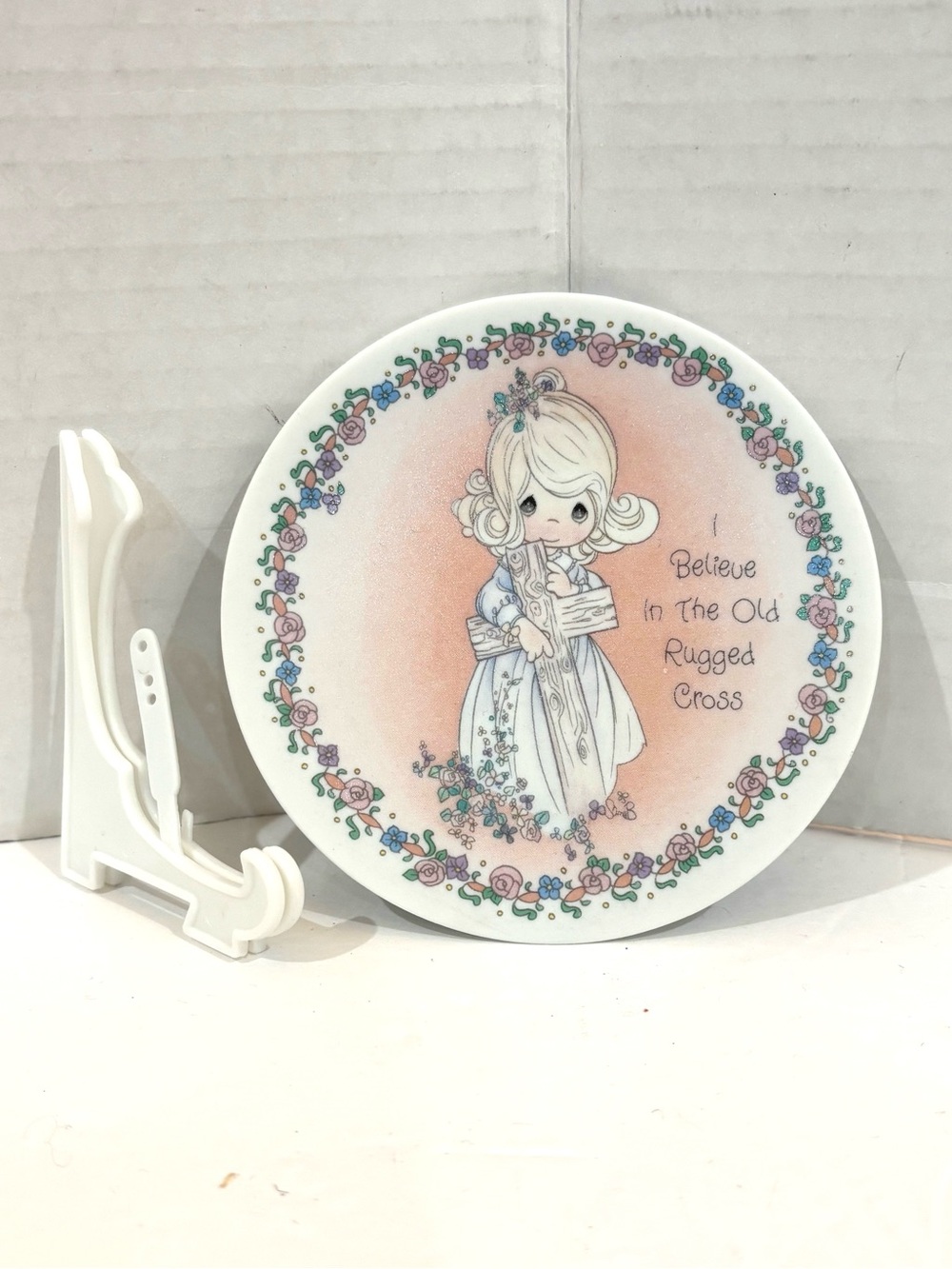 VINTAGE PRECIOUS MOMENTS “I Believe in the Old Rugged Cross” Mini Plate